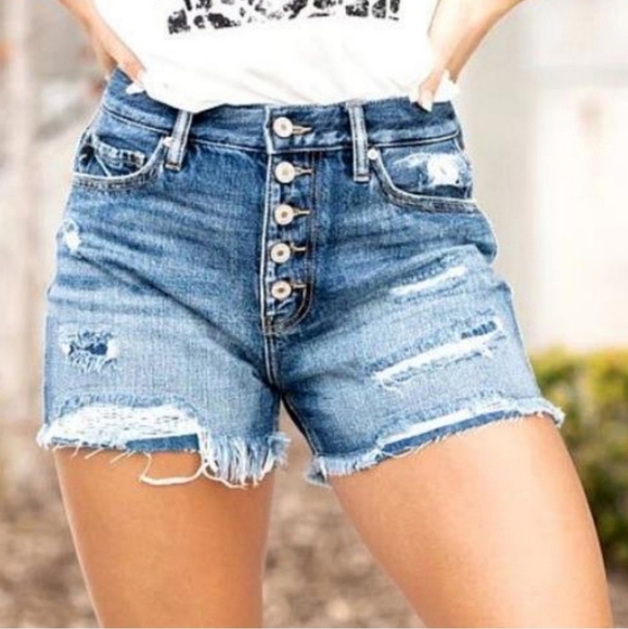 NEW Vici Distressed Denim Shorts - Picture 4 of 4
